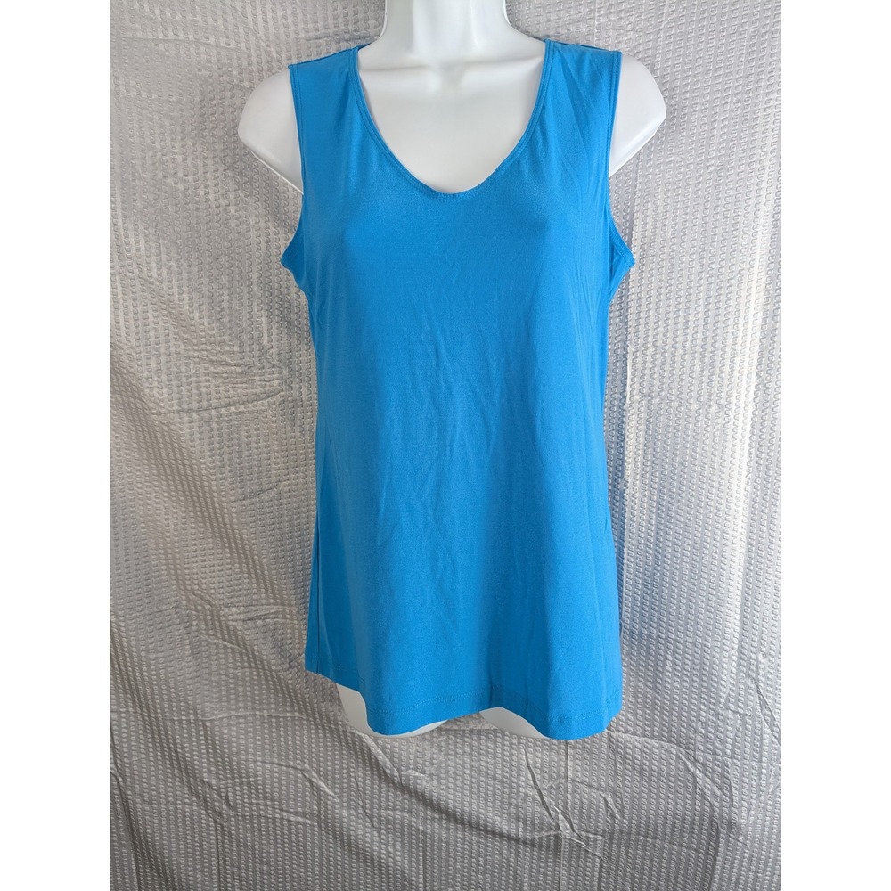 Antthony Womens XS Blue V-Neck Sleeveless Tank Top Solid Basic Layering Shell